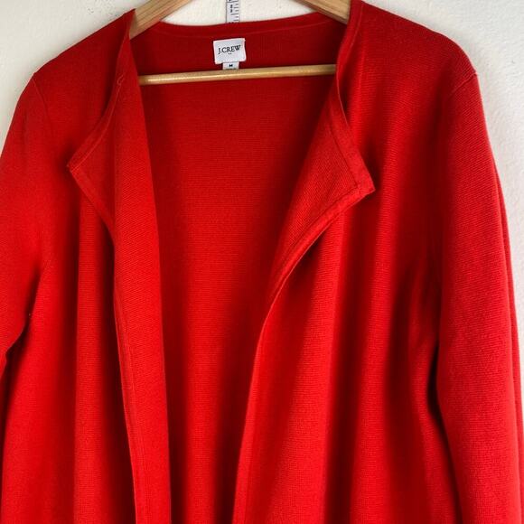 J. Crew Vanessa Cardigan Size M Bright Cerise Red Cotton Sweater Jacket Game Day - Picture 7 of 13